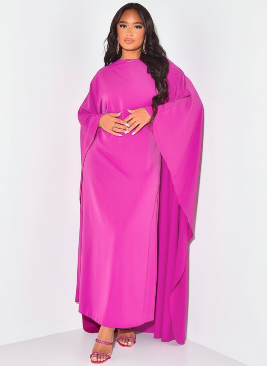Cape Sleeve Maxi Dress Women Boat Neck Floor Length Formal
