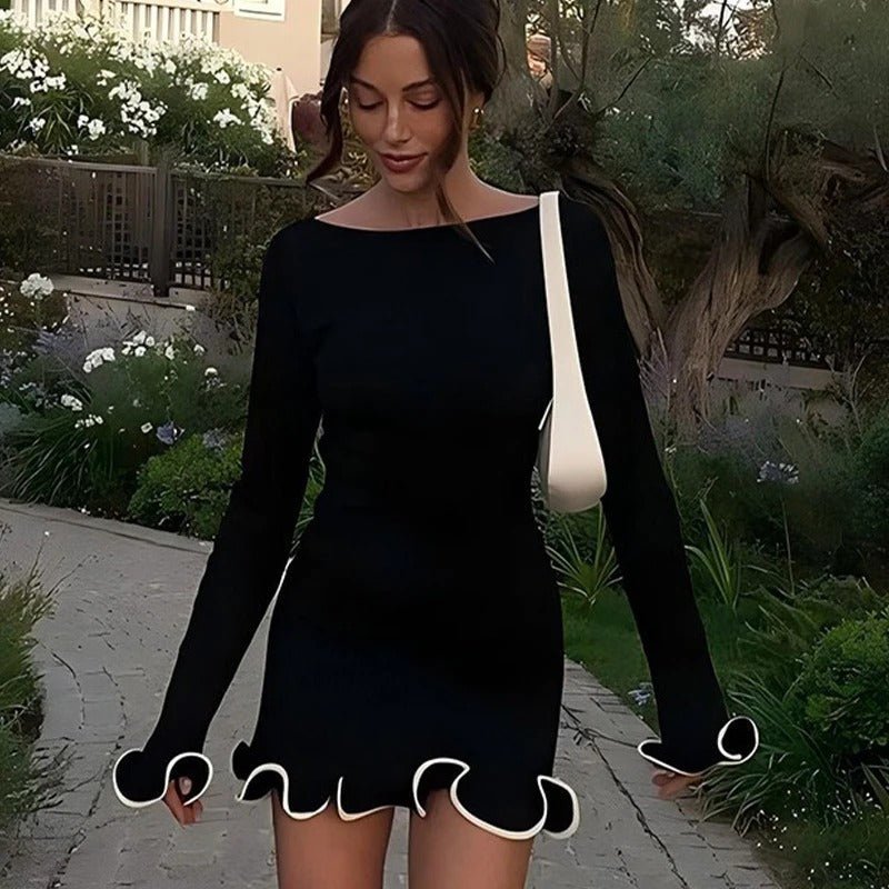 Cocktail Dress with Ruffled Hem for Women at Evening Events