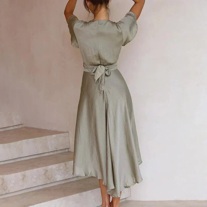 Wedding Guest Dress with Flutter Sleeves for Summer Events