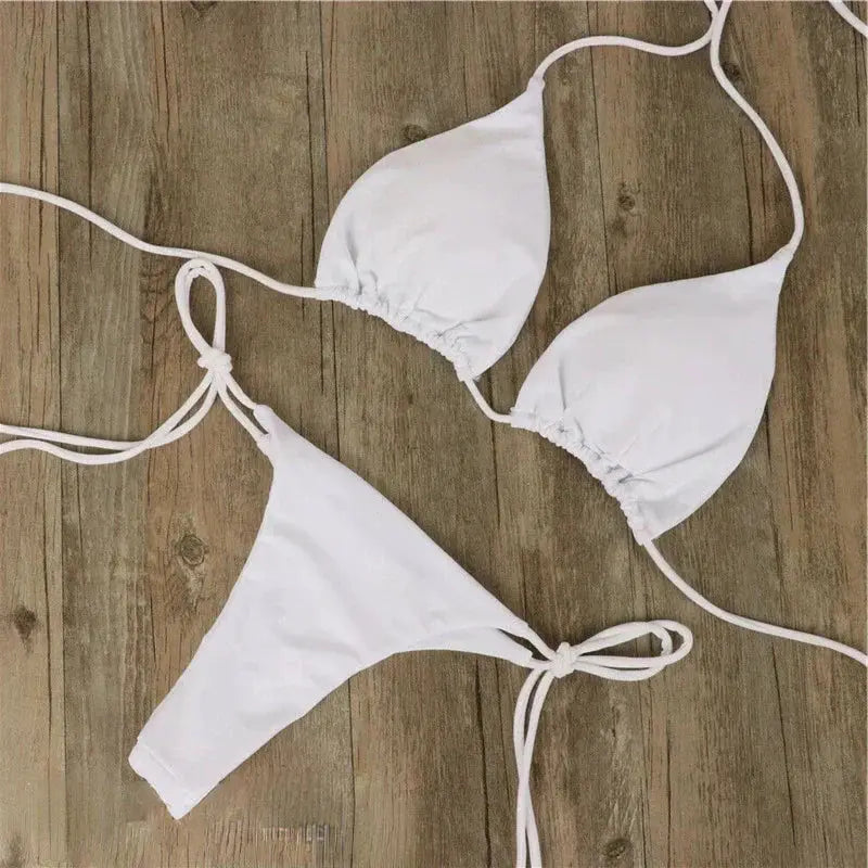 Shimmer Metallic Bikini Two-Piece Set for Women Summer Beach