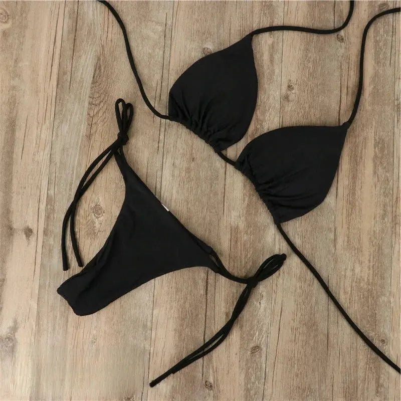 Shimmer Metallic Bikini Two-Piece Set for Women Summer Beach
